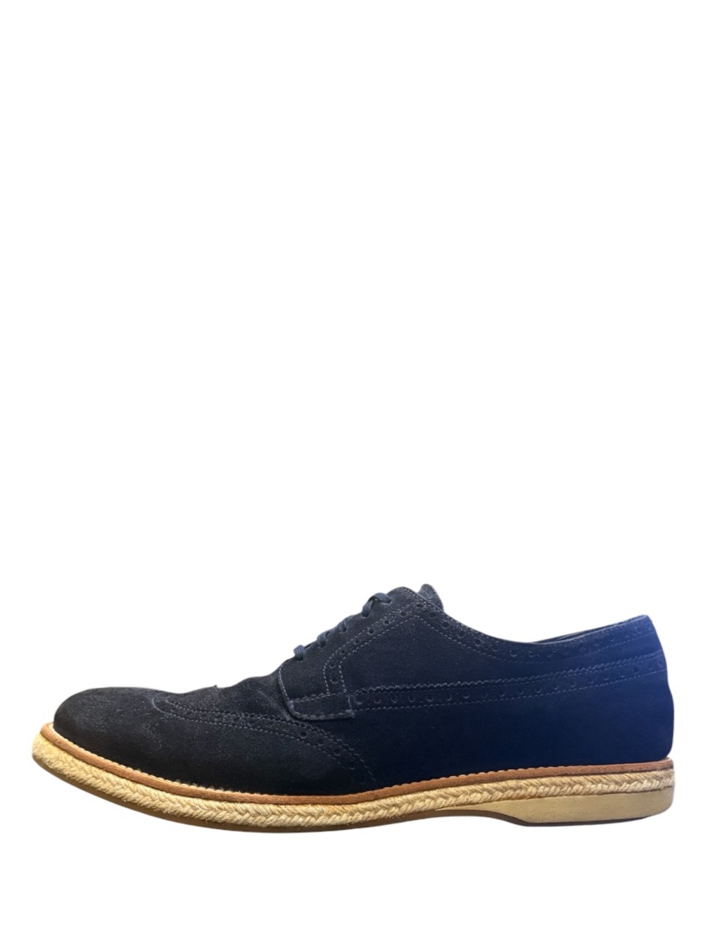 PRADA - BLUE TAN SUEDE LEATHER ESPADRILLES OXFORD DRESS SHOES - Picture 3 of 12